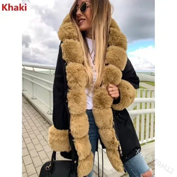 Parka moumoute femme avec capuche en fausse fourrure : Aurora – Image 3