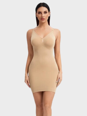 Fond de robe gainant chair avec effet sculptant et bretelles fines