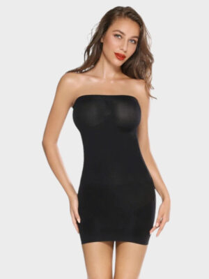 Fond de robe gainant sans bretelle avec coupe ajustée et effet sculptant