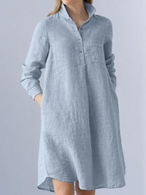 Robe chemise trapèze grande taille avec col classique et manches longues