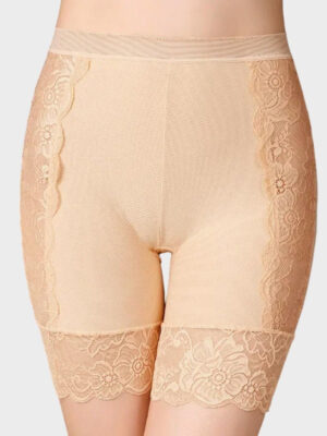 Short gainant chair sous robe : dentelle florale et tissu extensible pour silhouette lissée